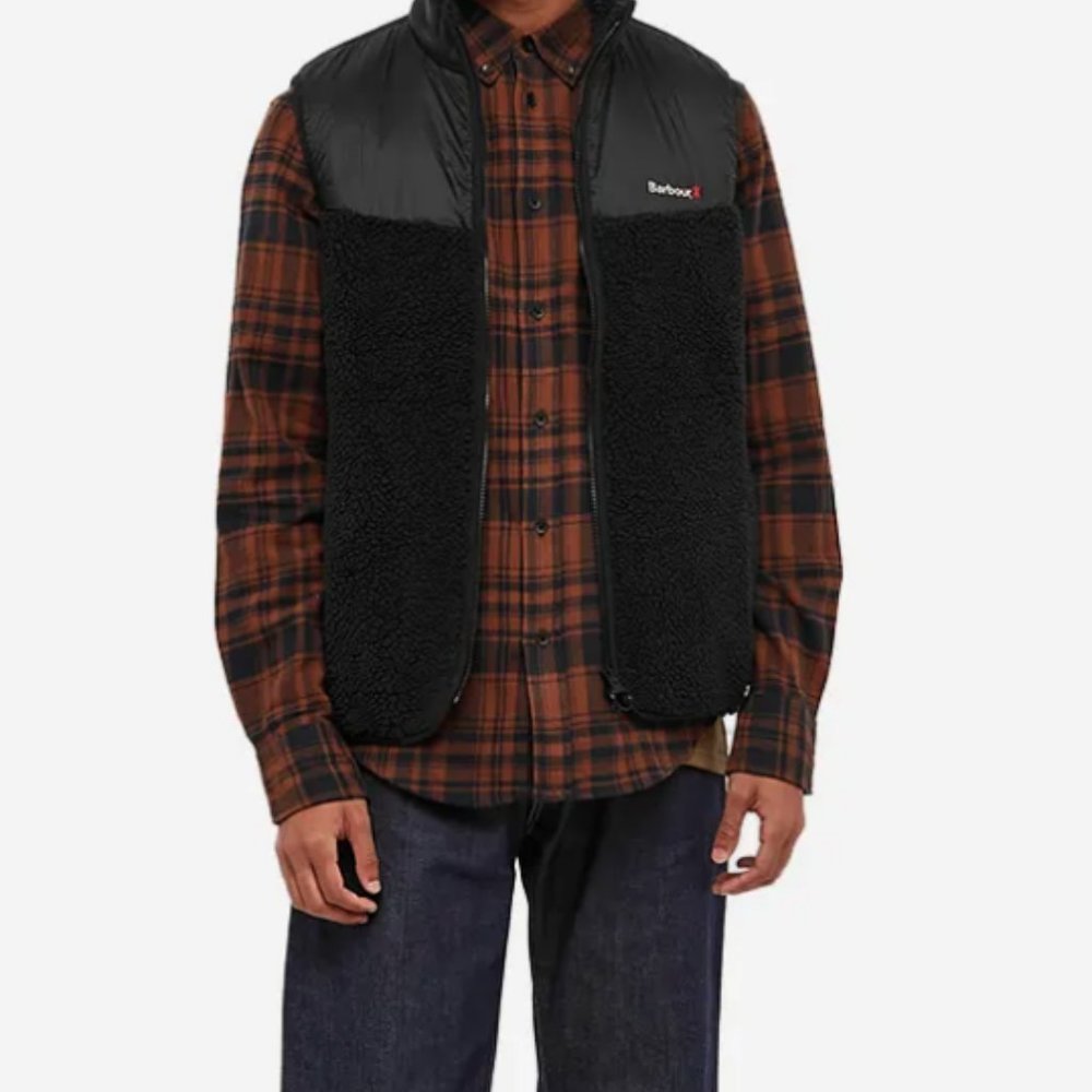 Barbour Men's HOPSEN SHERPA FLEECE GILET Vest in Black  Great Reviews MSRP$180
